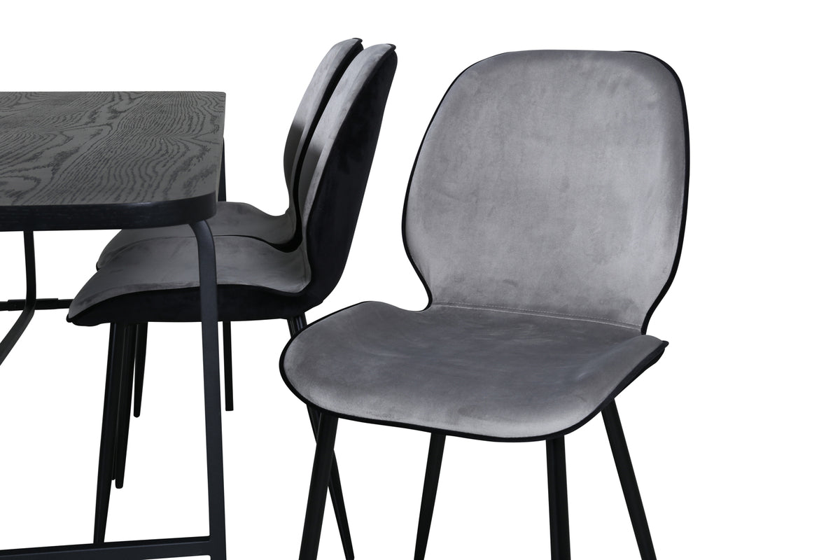 Venture Design Emma & Uno Matstolar Grå + Matbord 90x200