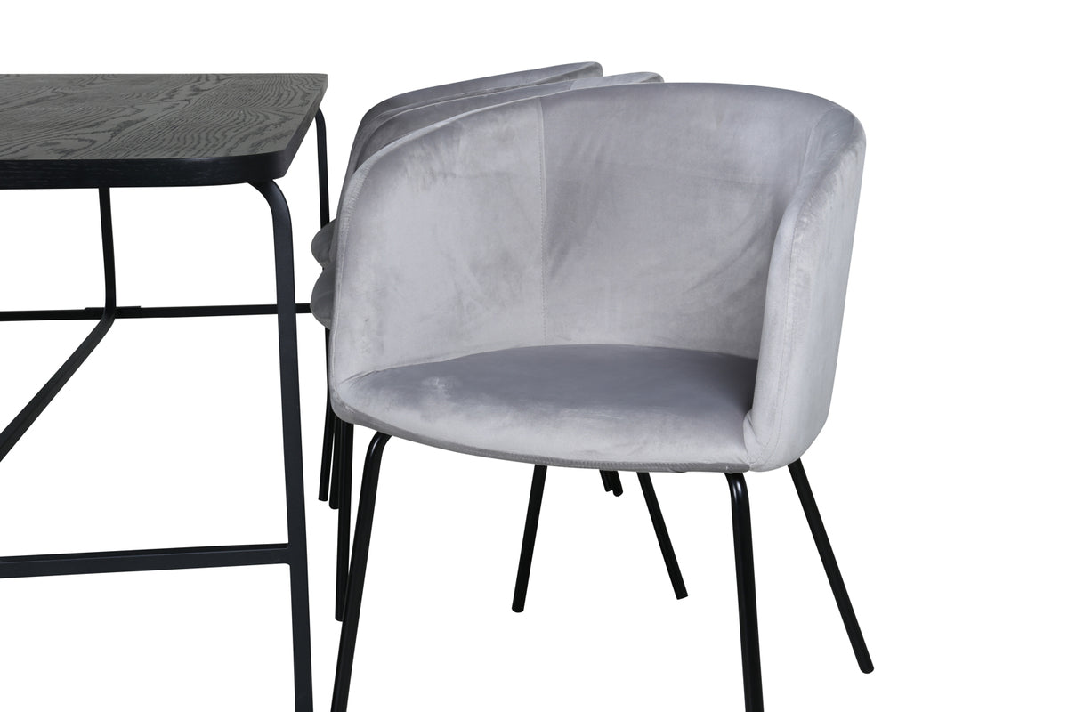 Venture Design Berit & Uno Matstolar Grå + Rektangulära Matbord 200 x 90 Svart