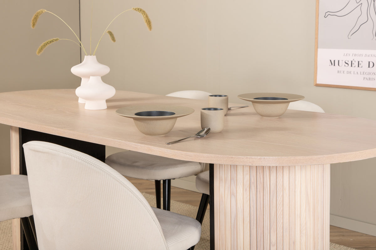 Venture Design Bianca & Velvet Matbord 90x200 + Matstolar Vit