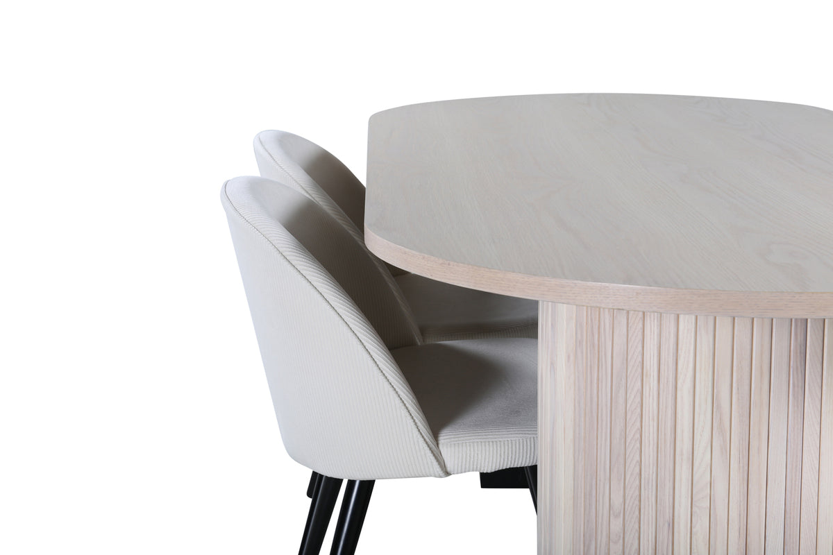 Venture Design Bianca & Velvet Matbord 90x200 + Matstolar Vit
