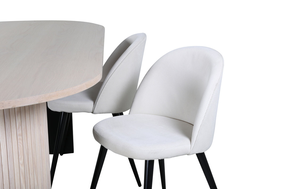 Venture Design Bianca & Velvet Matbord 90x200 + Matstolar Vit