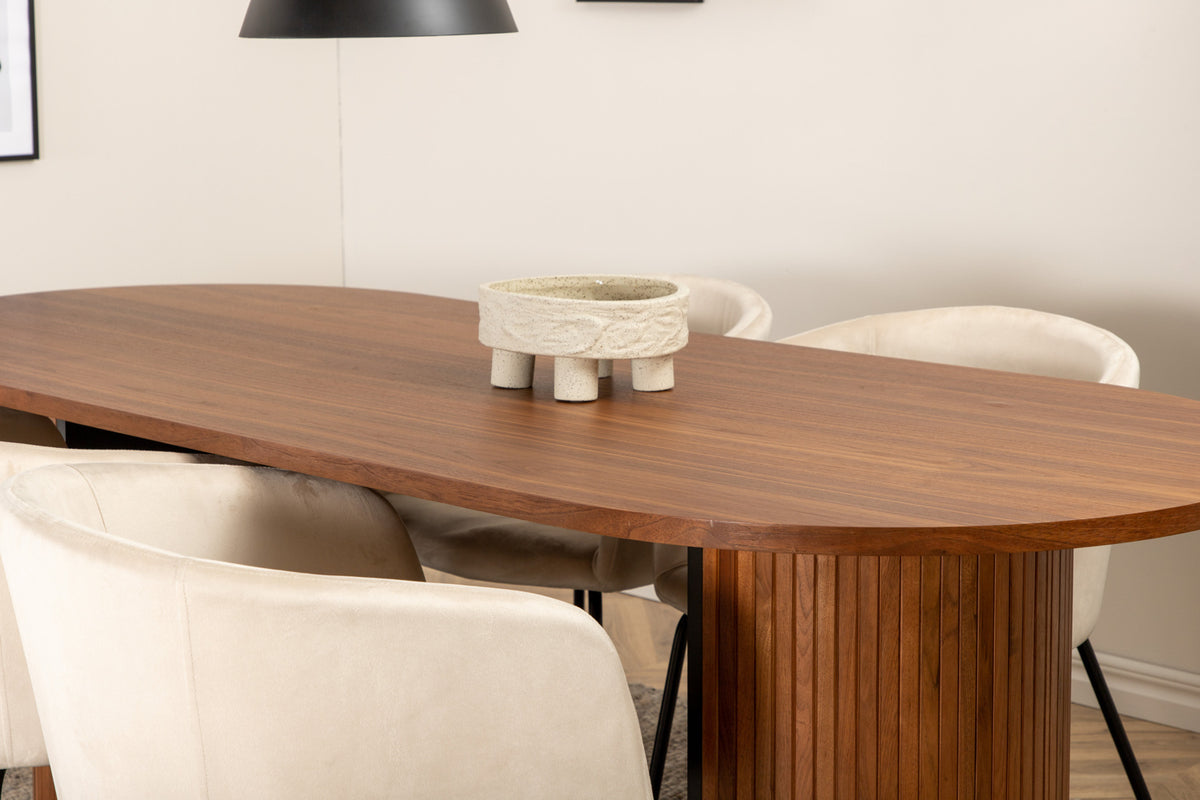 Venture Design Berit & Bianca Matstolar Beige + Matbord 90x200