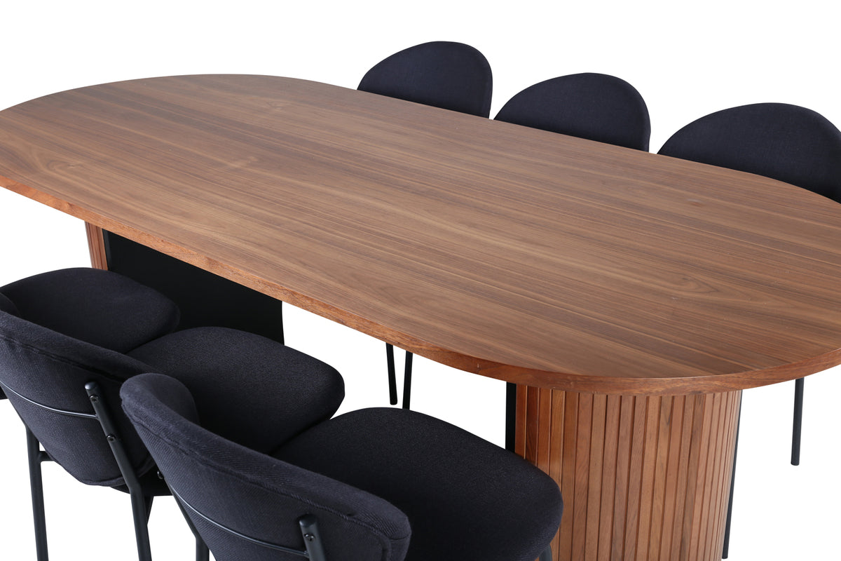 Venture Design Vault & Bianca Matstolar Svart + Matbord 90x200