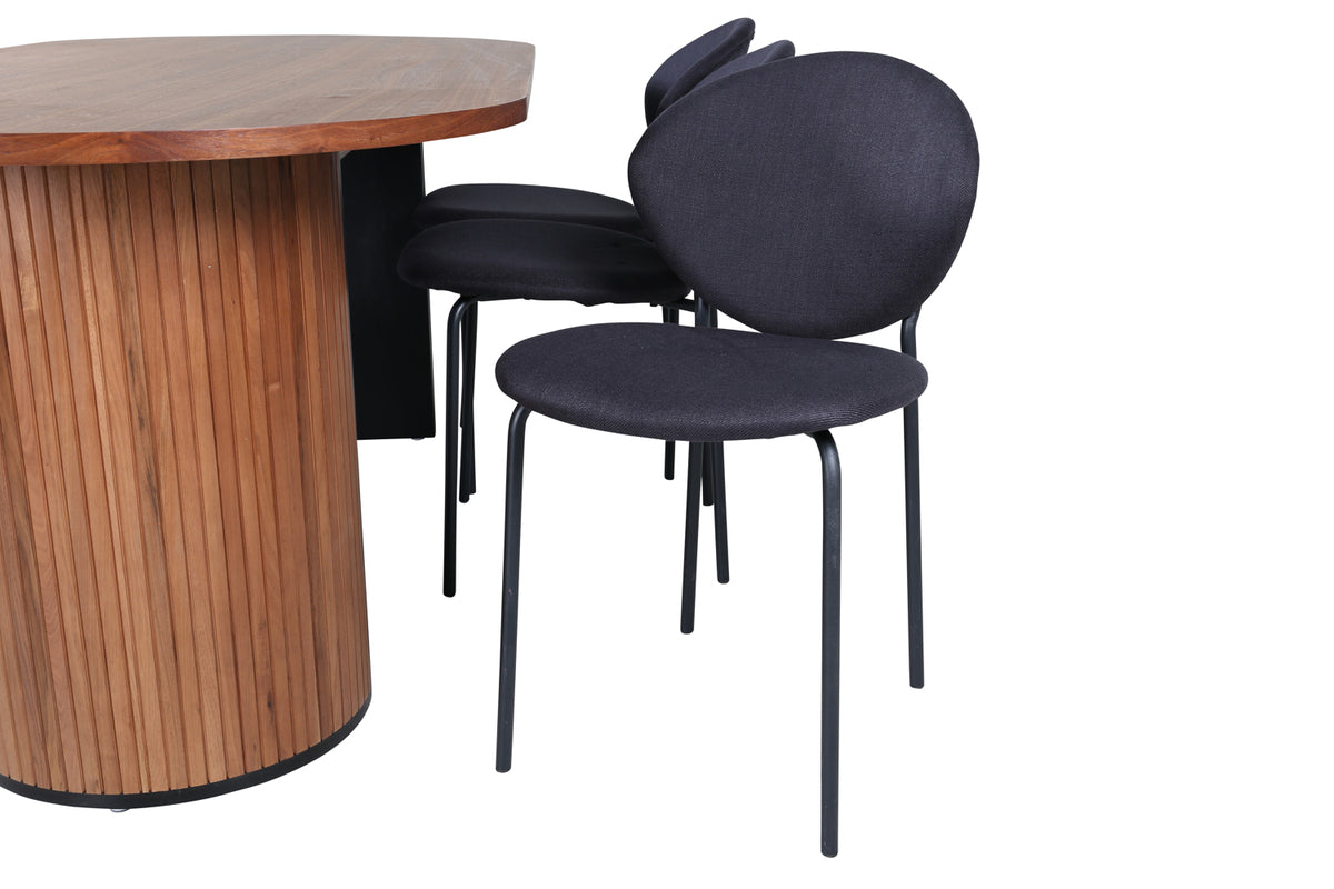 Venture Design Vault & Bianca Matstolar Svart + Matbord 90x200