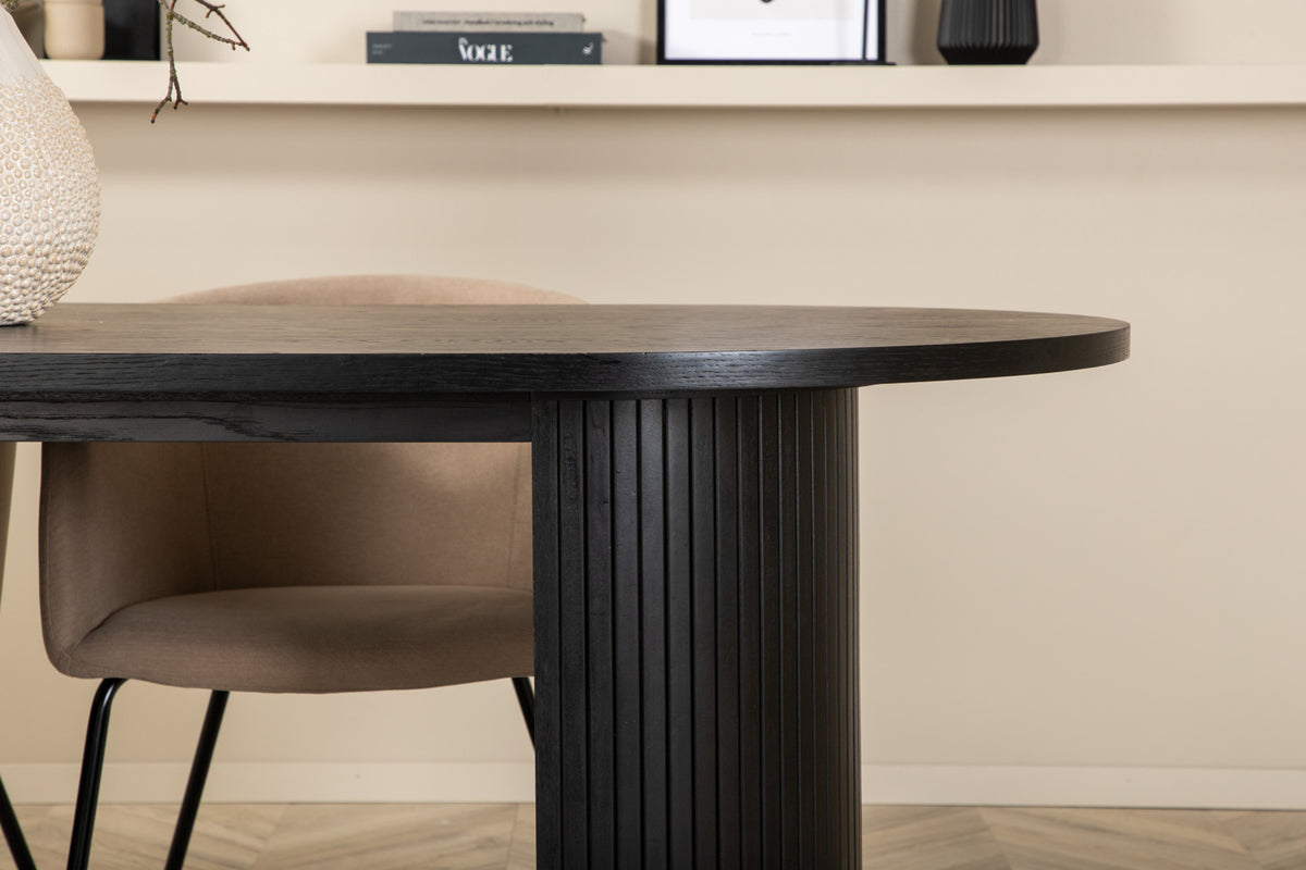 Venture Design Berit & Bianca Matstolar Beige + Ovala Matbord 200 x 90 Svart