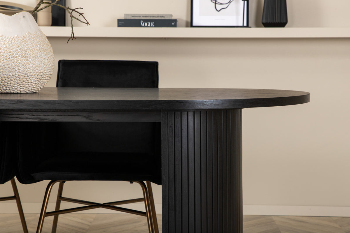 Venture Design Petra & Bianca Matstolar Svart + Matbord 90x200