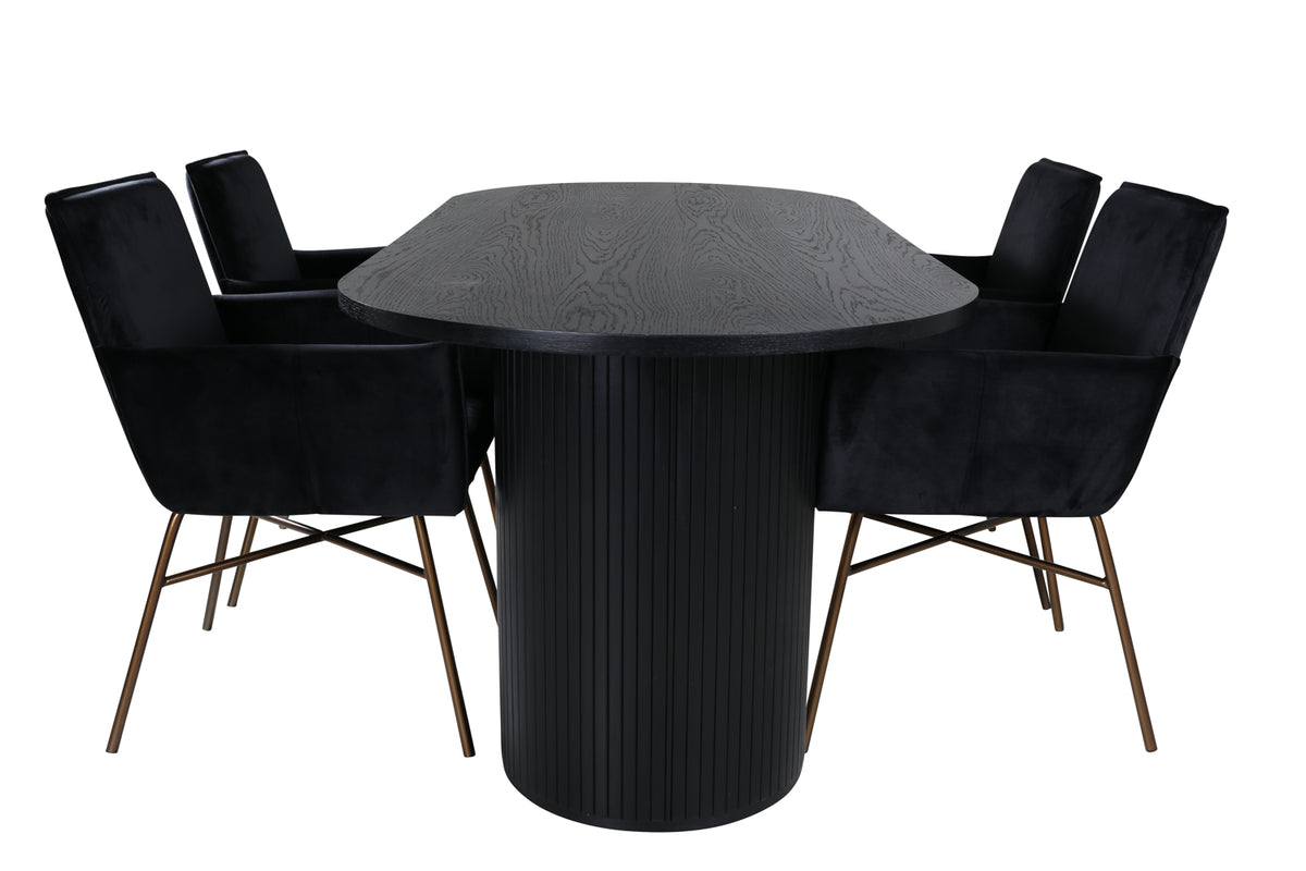 Venture Design Petra & Bianca Matstolar Svart + Matbord 90x200