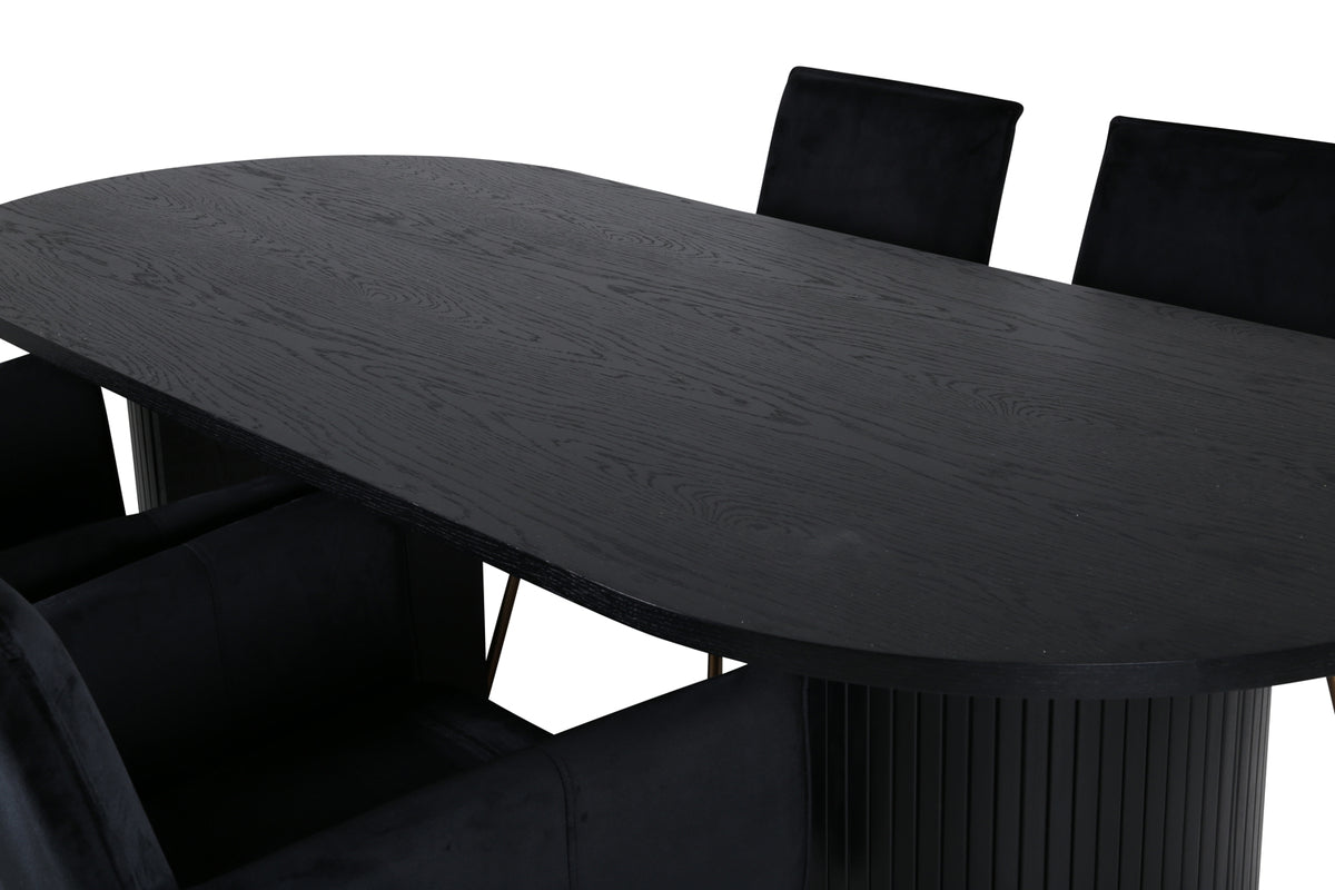 Venture Design Petra & Bianca Matstolar Svart + Matbord 90x200