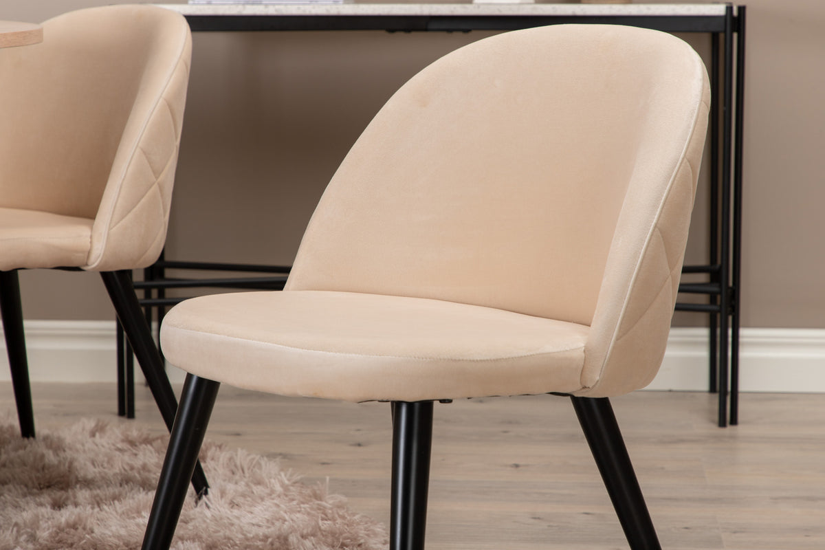 Venture Design Bianca & Velvet Runda Matbord ⌀110 Vitputsad + Matstolar 2-pack Beige