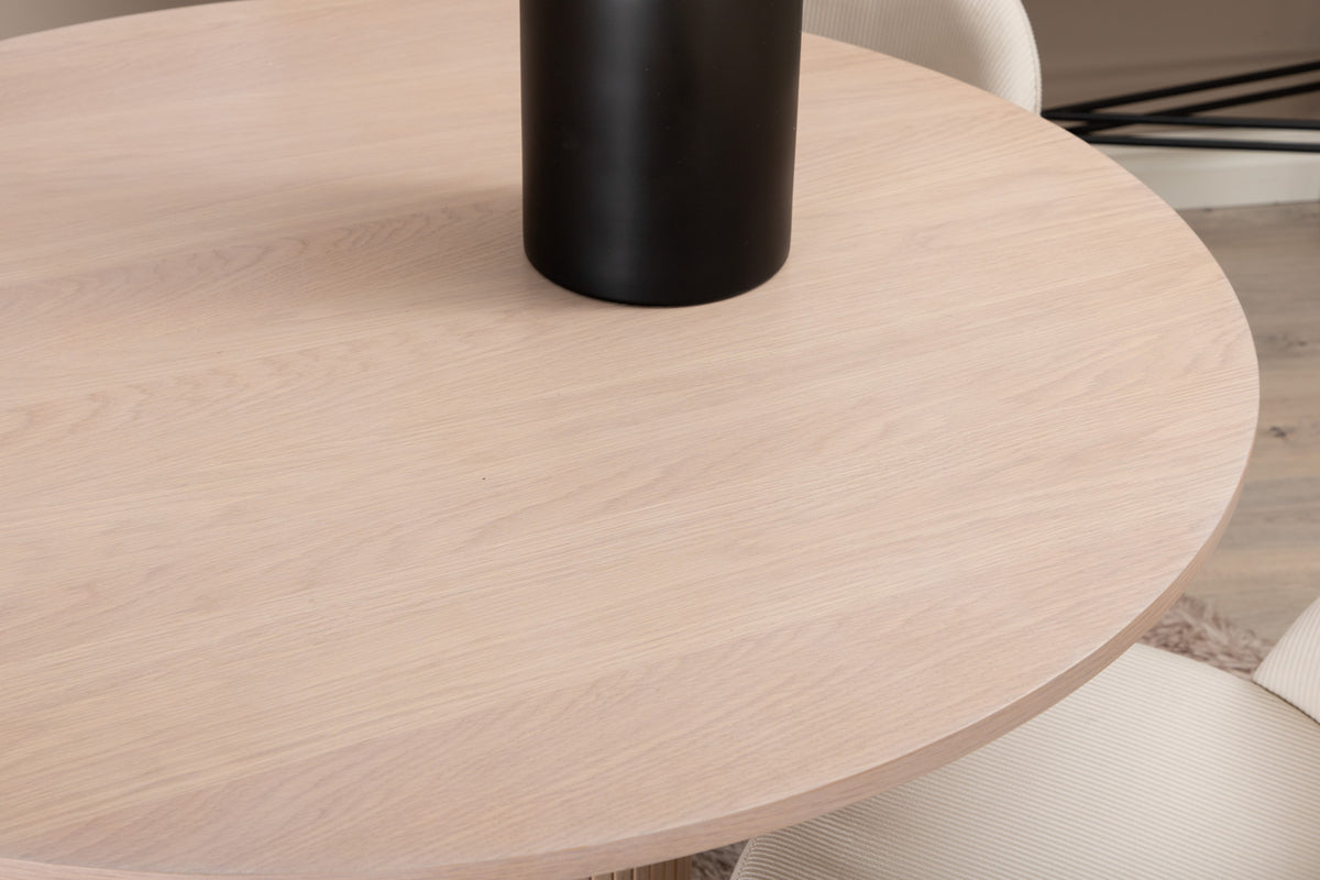 Venture Design Bianca & Velvet Runda Matbord ⌀110 Vitputsad + Matstolar 2-pack Grädde