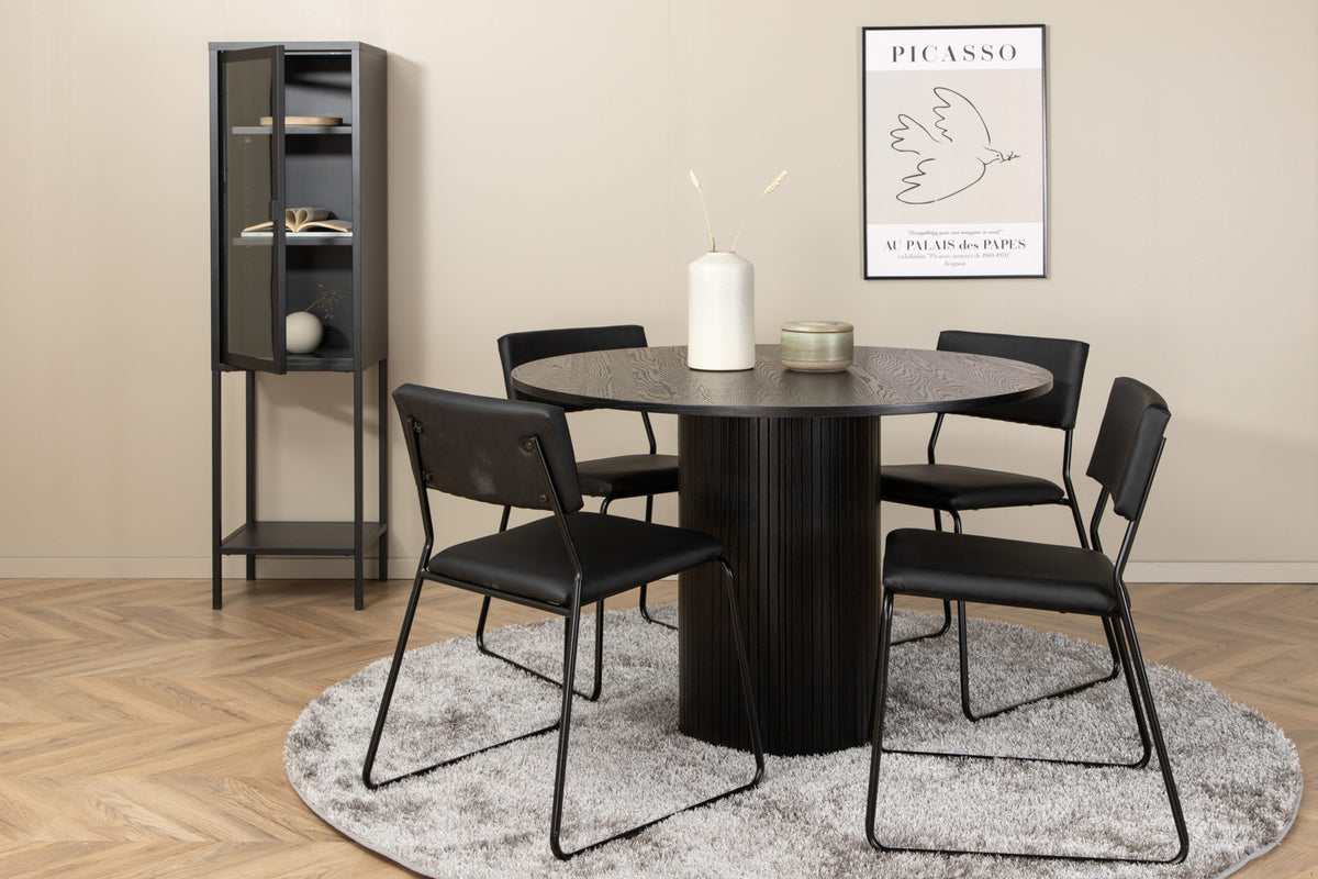 Venture Design Kenth & Bianca Matstolar 2-pack Svart + Runda Matbord ⌀110 Svart