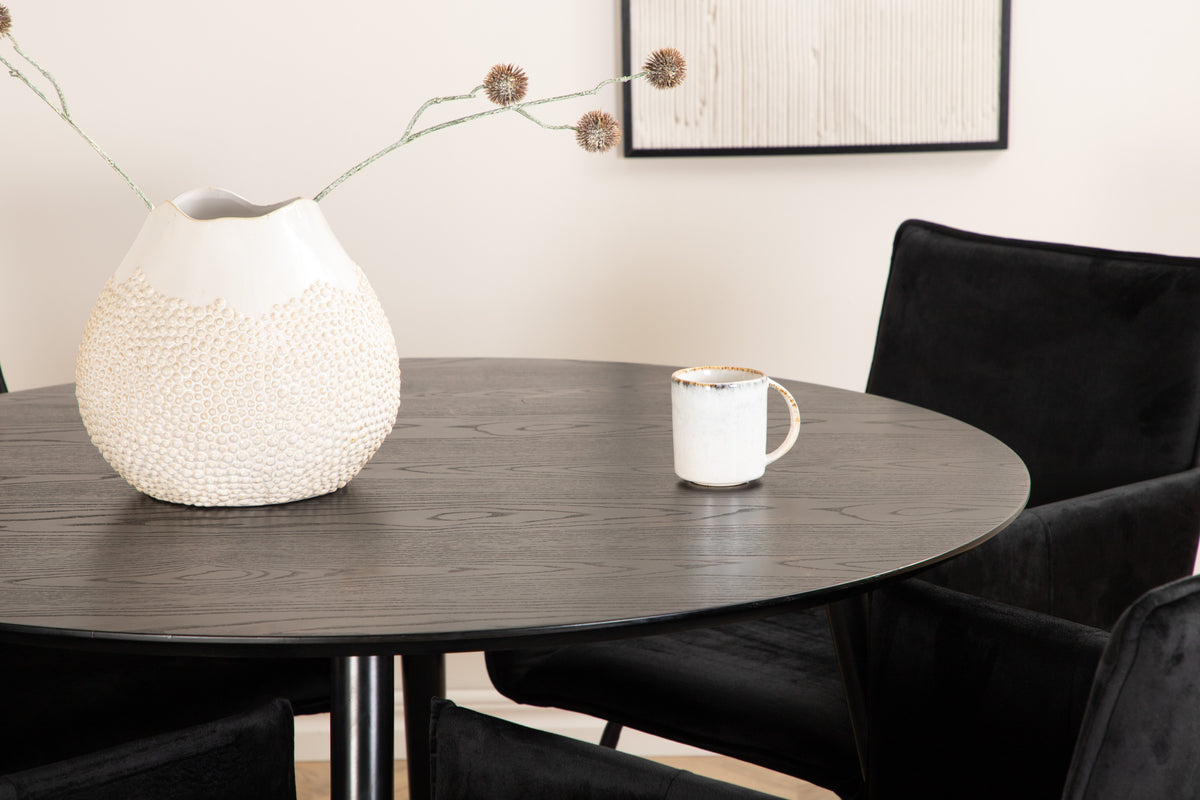 Venture Design Petra & Dipp Matstolar Svart + Runda Matbord ⌀115 Svart