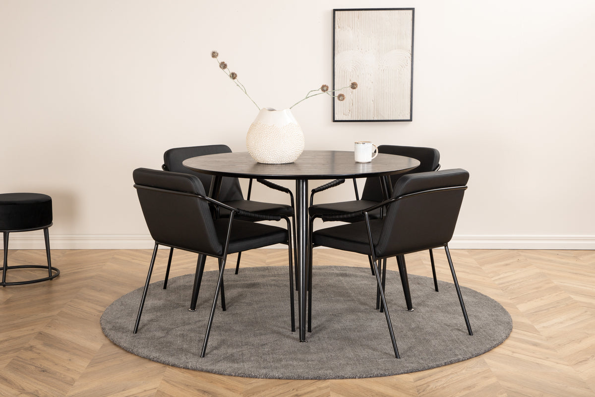 Venture Design Tvist & Dipp Matstolar 2-pack Svart + Runda Matbord ⌀115 Svart