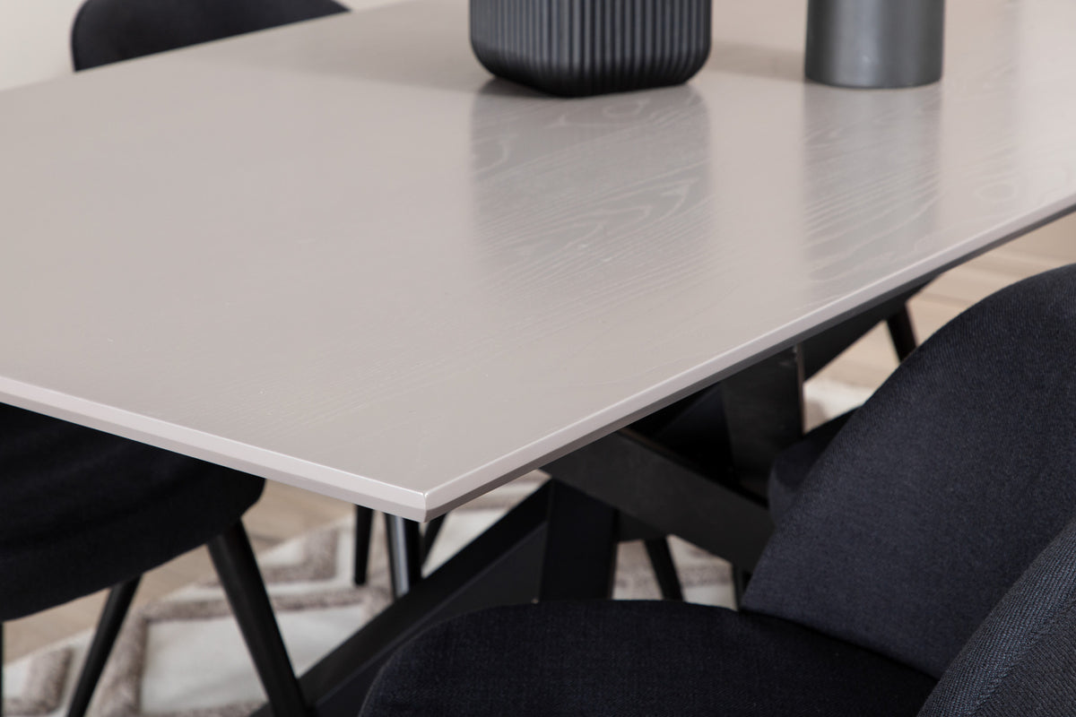 Venture Design Velvet & Piazza Matstolar 2-pack Svart + Rektangulära Matbord 180 x 90 Svart