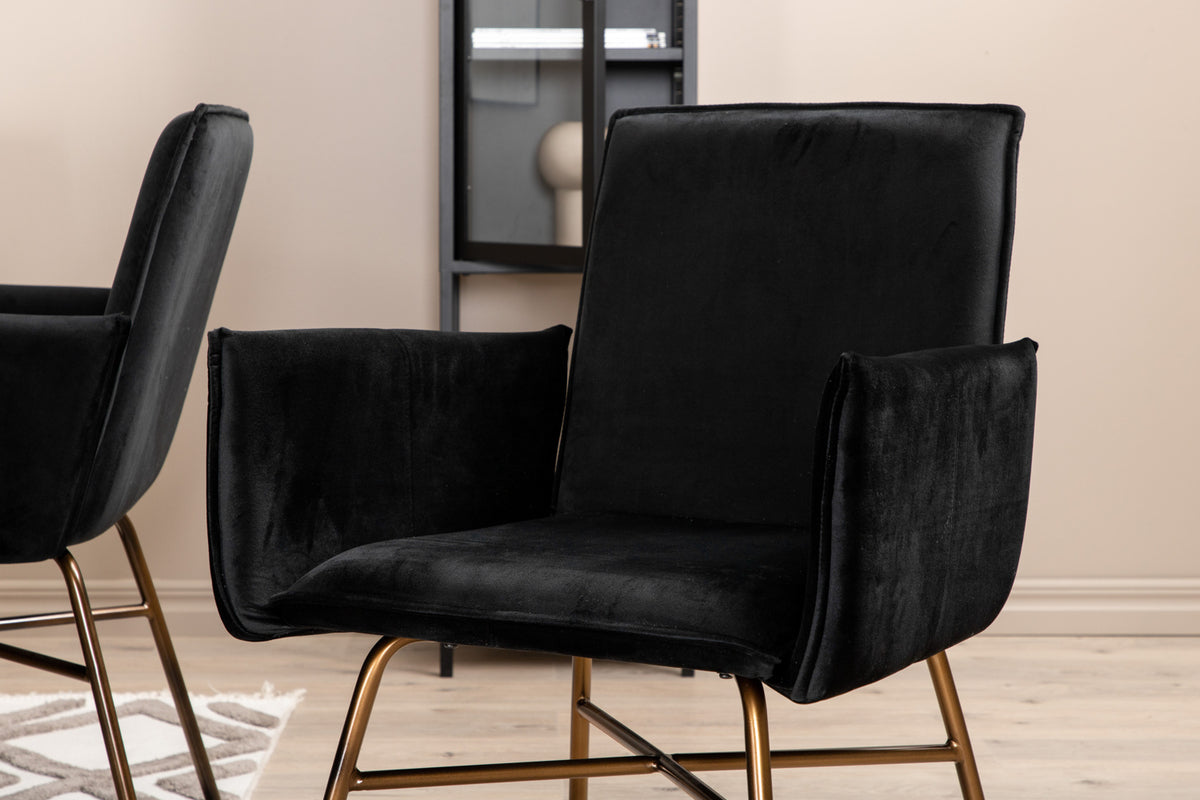 Venture Design Petra & Piazza Matstolar Svart + Rektangulära Matbord 180 x 90 Svart