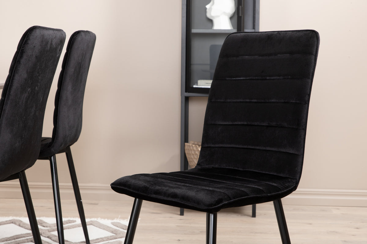 Venture Design Windu & Piazza Matstolar 2-pack Svart + Rektangulära Matbord 180 x 90 Svart