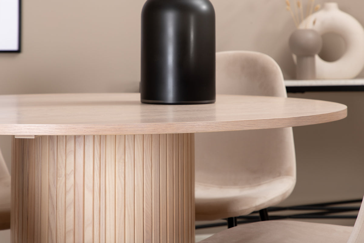 Venture Design Bianca & Polar Runda Matbord ⌀110 Vitputsad + Matstolar 2-pack Beige