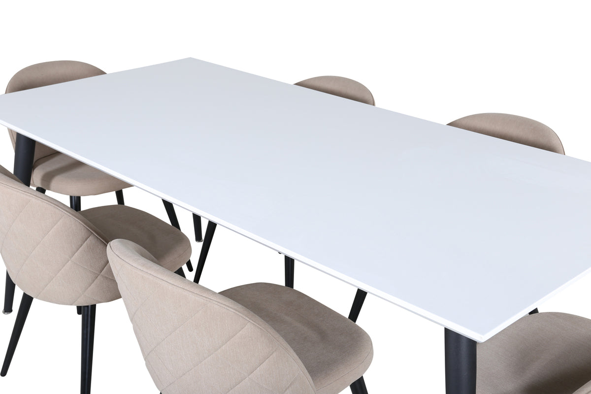 Venture Design Jimmy & Velvet Matbord 90 x 195 + Matstolar Beige