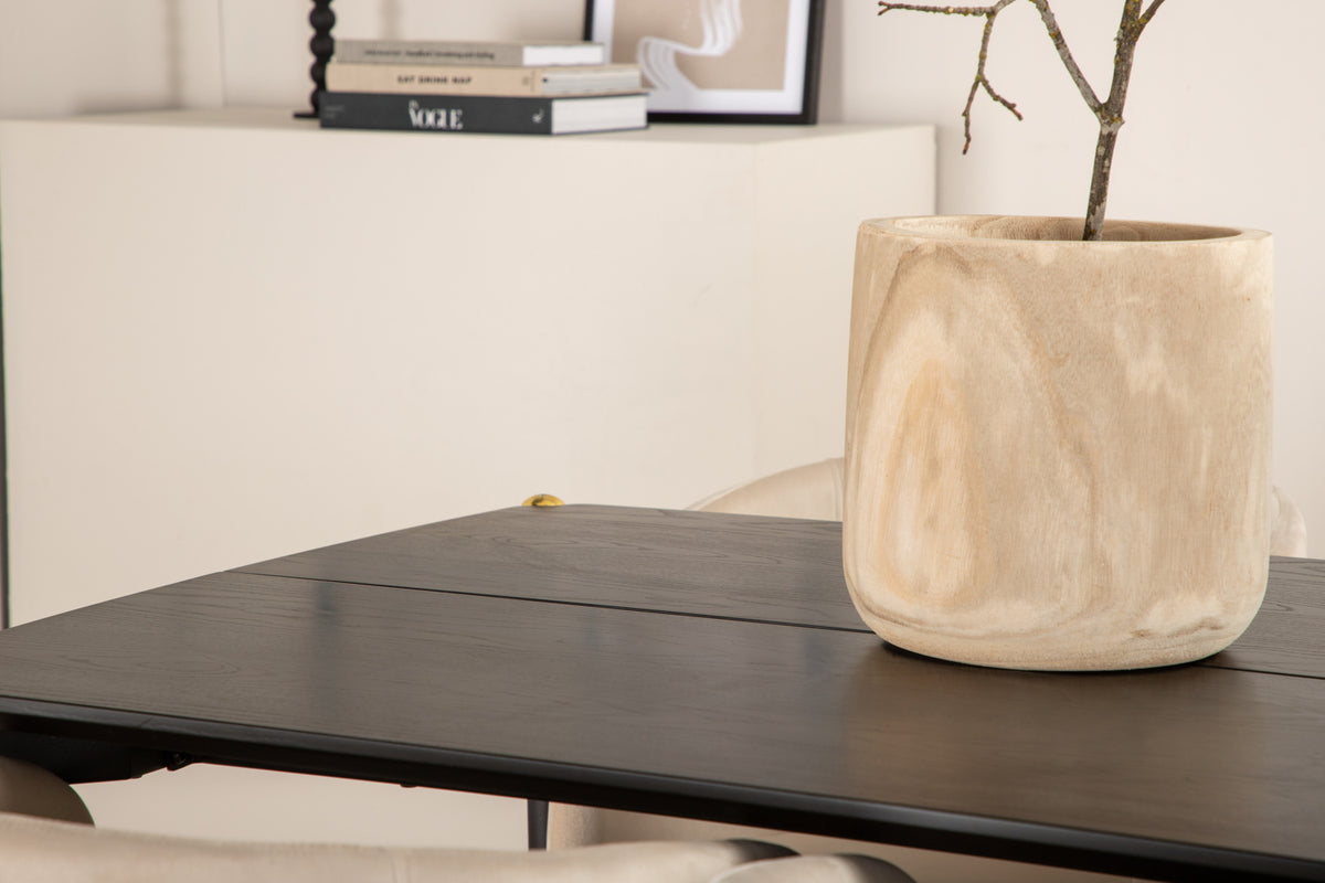 Venture Design Berit & Pelle Matstolar Beige + Rektangulära Matbord 190 x 90 Svart