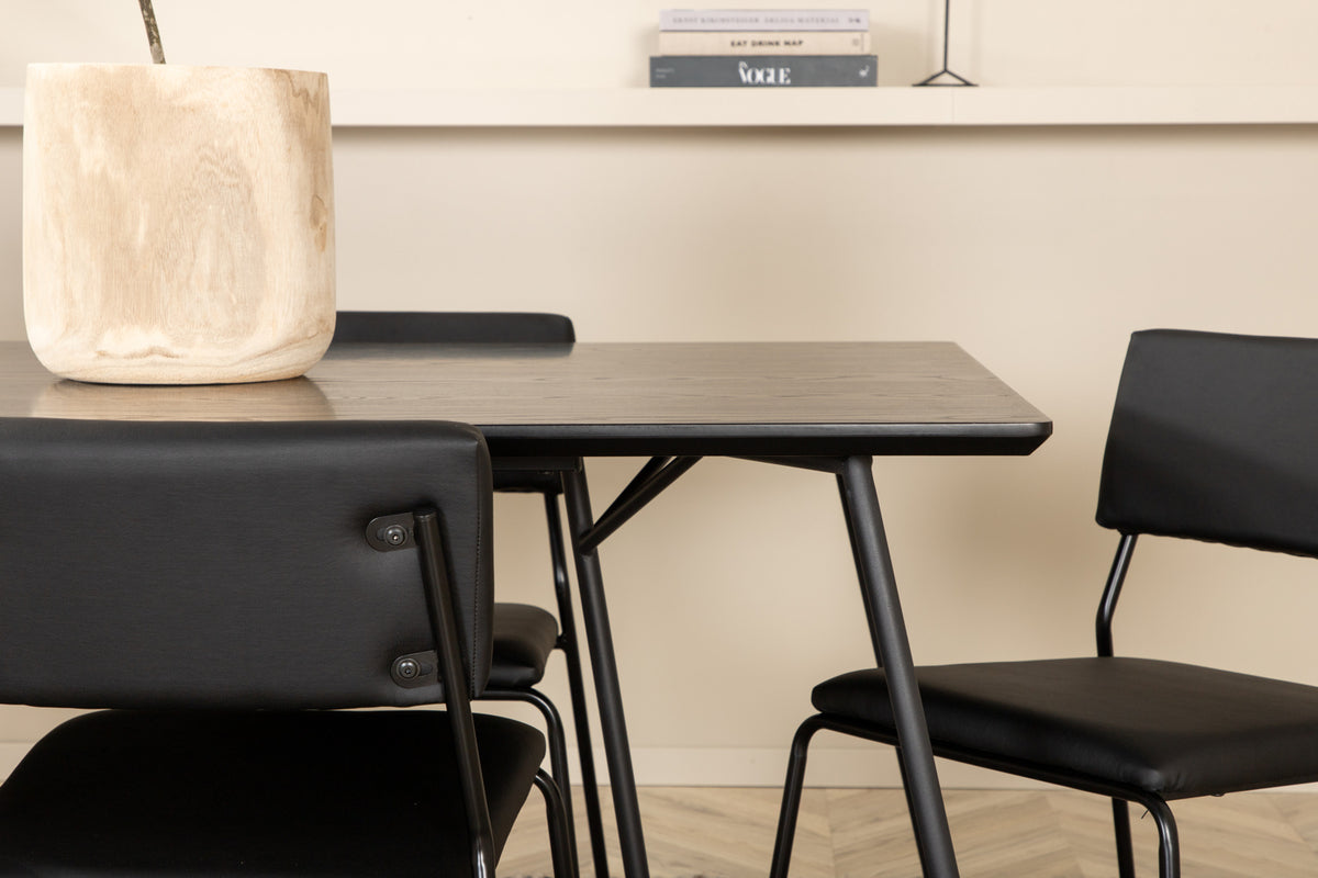 Venture Design Kenth & Petra Matstolar Svart + Matbord 90x190