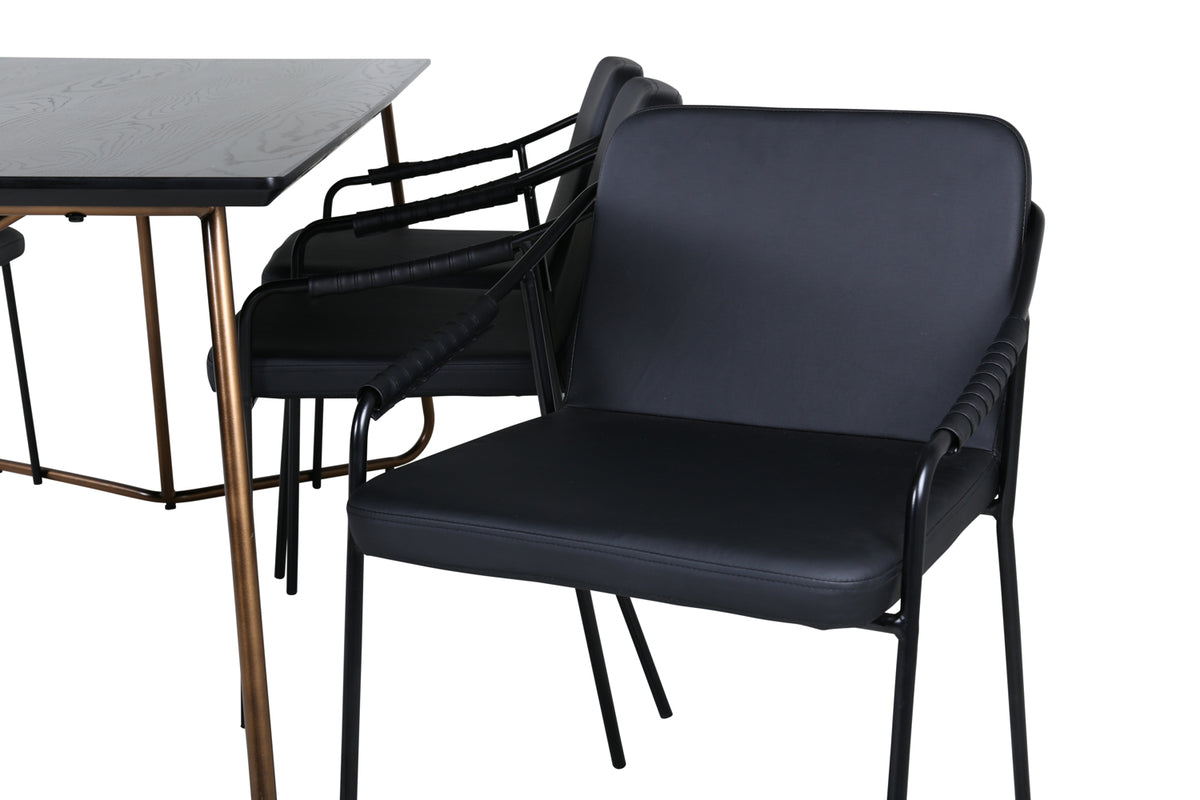 Venture Design Petra & Tvist Matbord 90x190 + Matstolar Svart