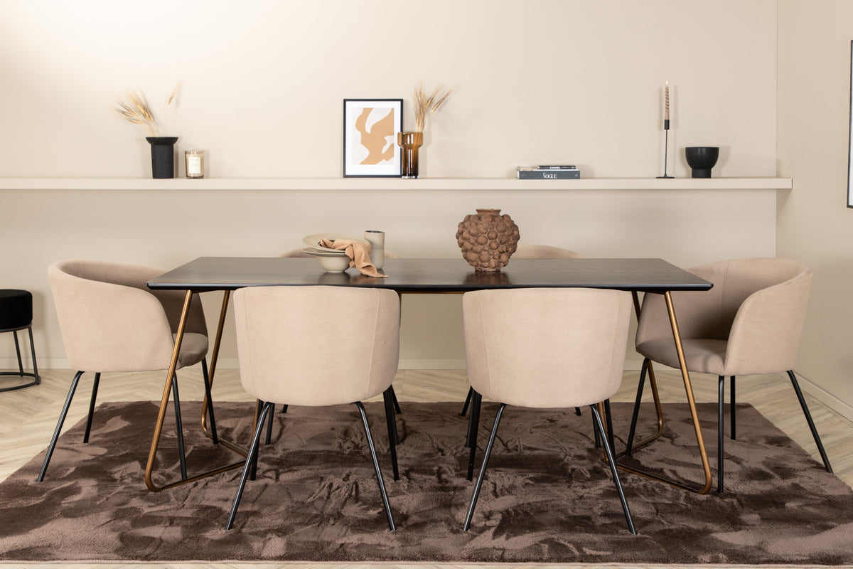 Venture Design Berit & Petra Matstolar Beige + Matbord 90x190