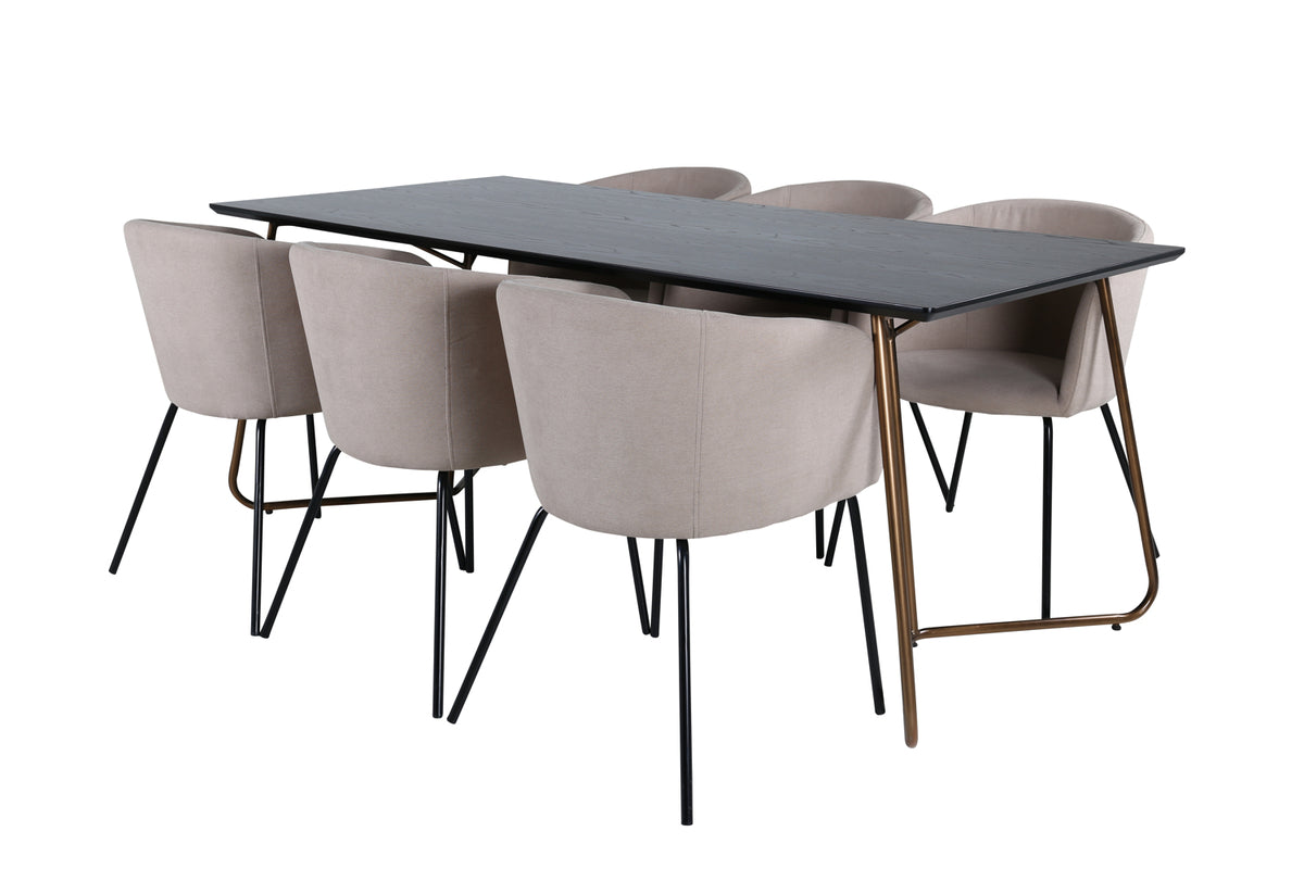 Venture Design Berit & Petra Matstolar Beige + Matbord 90x190