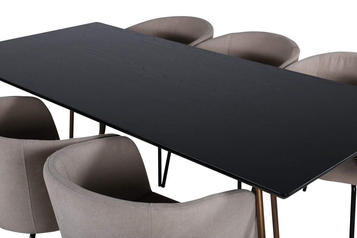 Venture Design Berit & Petra Matstolar Beige + Matbord 90x190