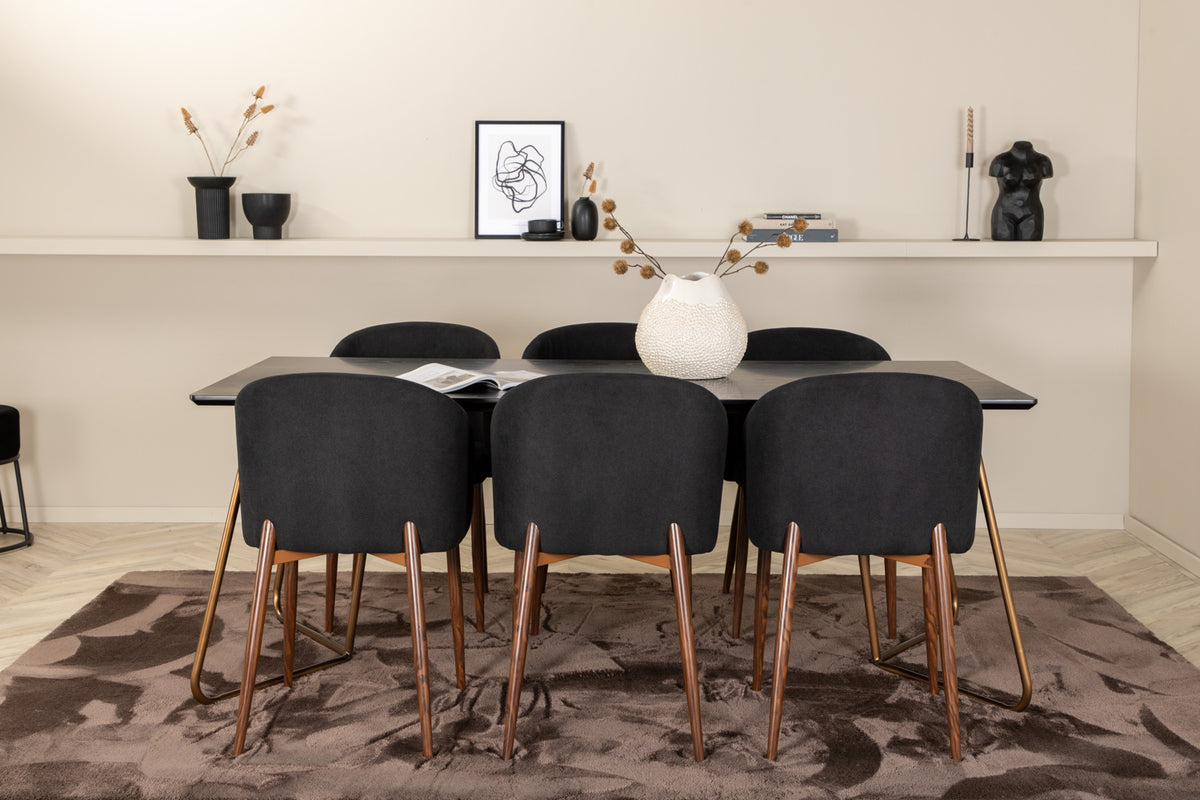 Venture Design Arch & Petra Matstolar 2-pack Svart + Rektangulära Matbord 190 x 90 Svart