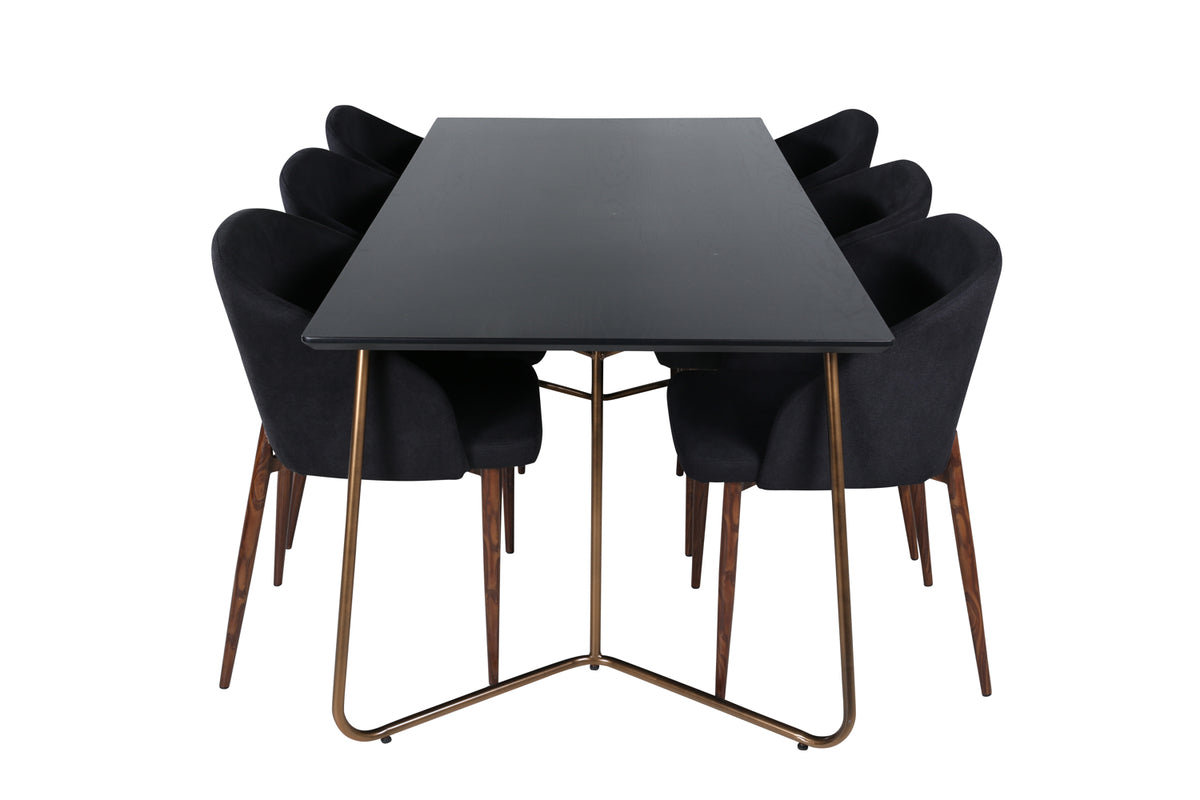Venture Design Arch & Petra Matstolar 2-pack Svart + Rektangulära Matbord 190 x 90 Svart