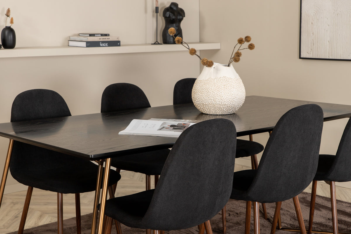Venture Design Petra & Polar Matbord 90x190 + Matstolar Svart
