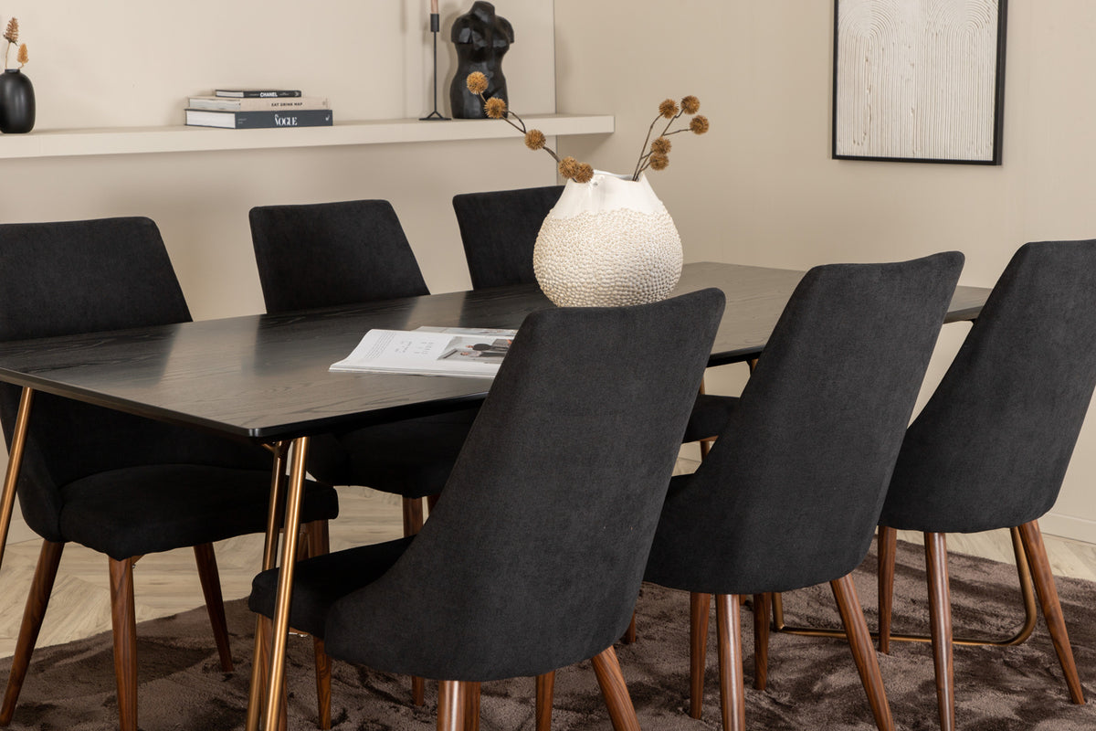 Venture Design Petra & Leone Matbord 90x190 + Matstolar Svart