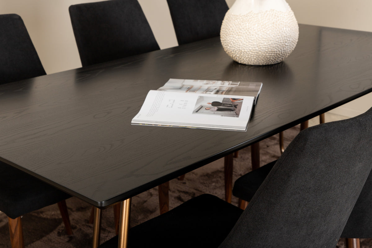 Venture Design Petra & Leone Matbord 90x190 + Matstolar Svart