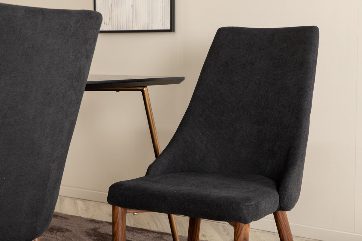 Venture Design Petra & Leone Matbord 90x190 + Matstolar Svart