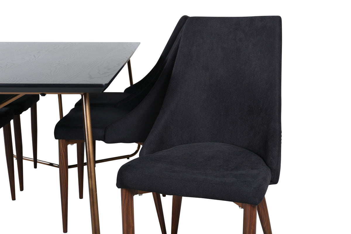 Venture Design Petra & Leone Matbord 90x190 + Matstolar Svart