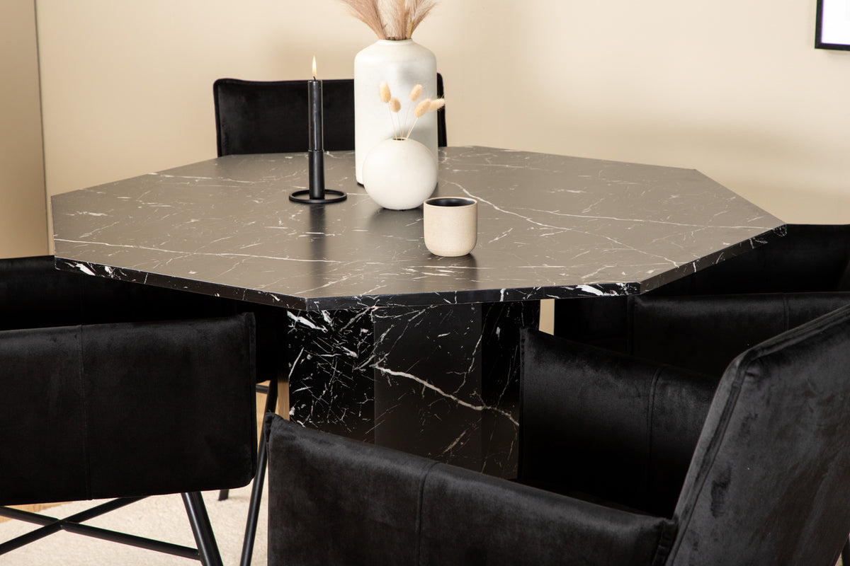 Venture Design Petra & Marbs Matstolar Svart + Runda Matbord ⌀110 Svart