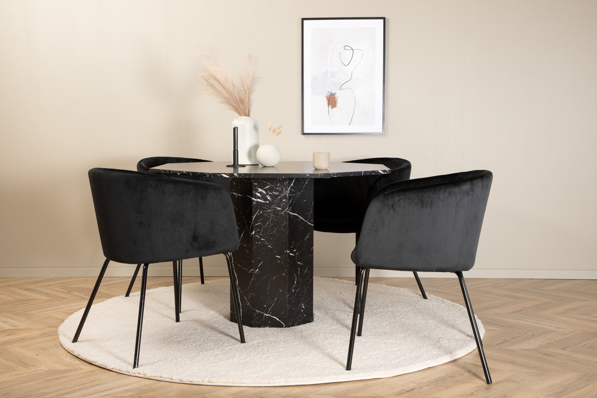 Venture Design Berit & Marbs Matstolar Svart + Runda Matbord ⌀110 Svart