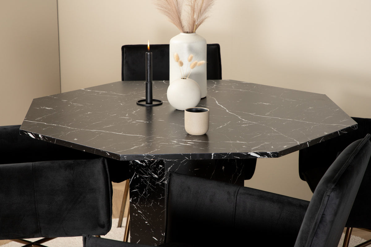 Venture Design Petra & Marbs Matstolar Svart + Runda Matbord ⌀110 Svart