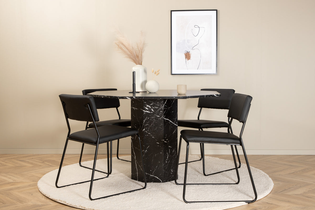Venture Design Kenth & Marbs Matstolar 2-pack Svart + Runda Matbord ⌀110 Svart
