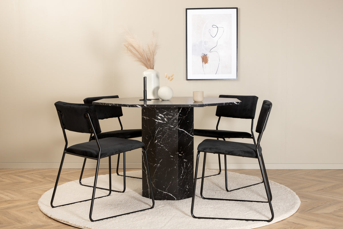 Venture Design Kenth & Marbs Matstolar 2-pack Svart + Runda Matbord ⌀110 Svart
