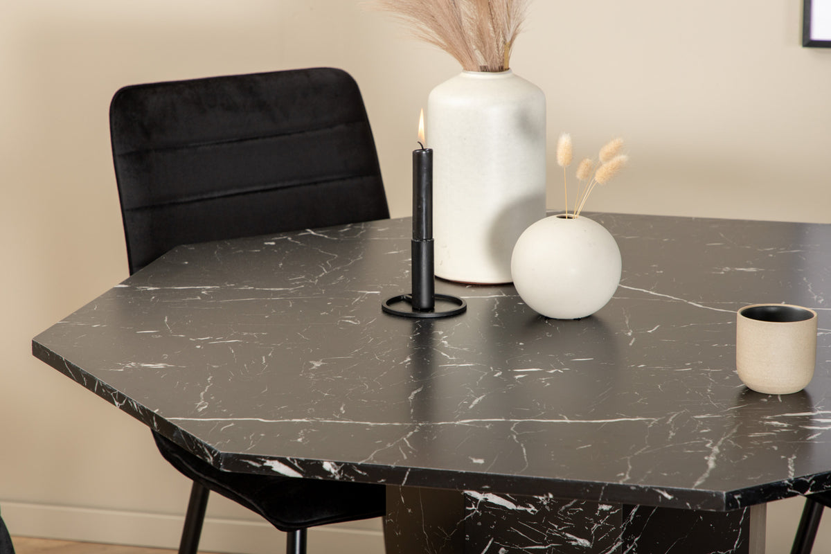 Venture Design Marbs & Windu Matbord ⌀110 + Matstolar Svart