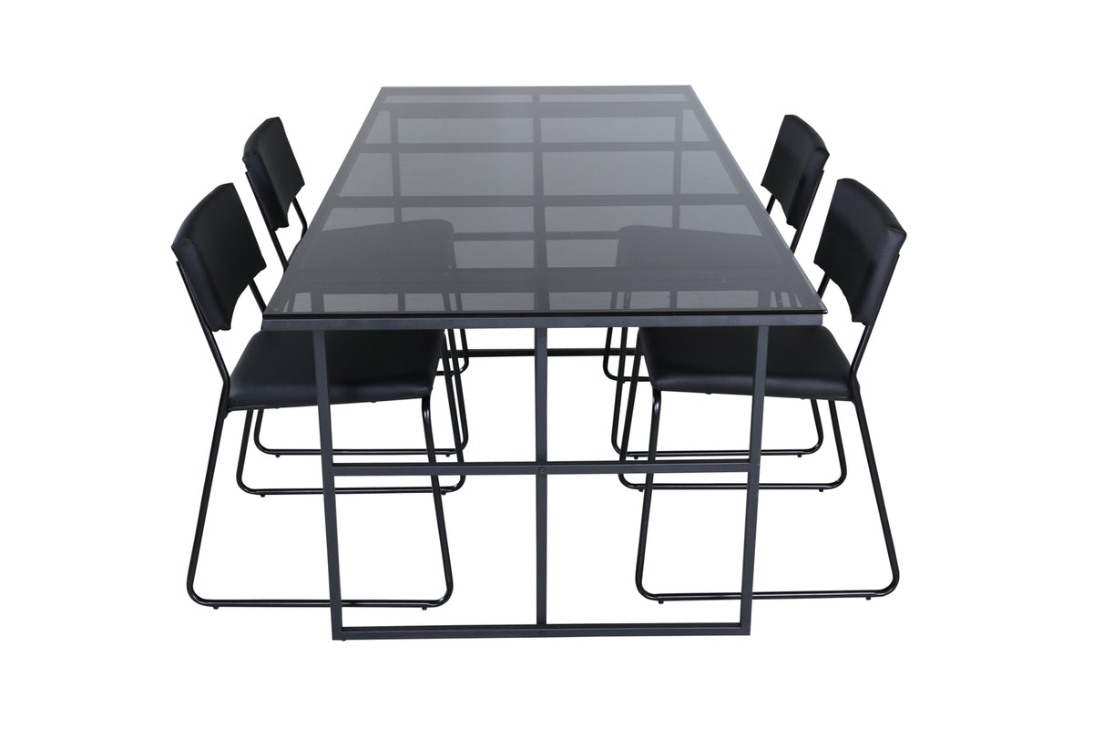Venture Design Kenth & Leif Matstolar Svart + Matbord 90x200