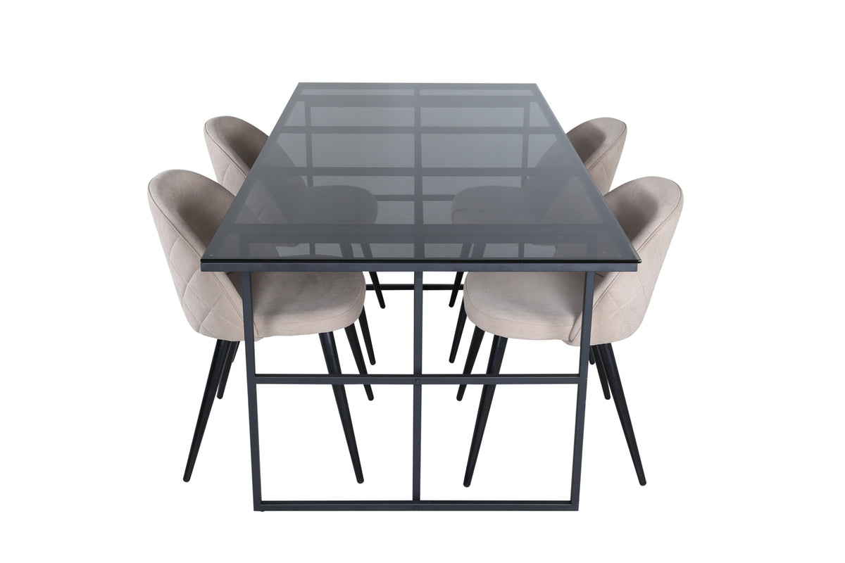 Venture Design Leif & Velvet Matbord 90x200 + Matstolar Beige