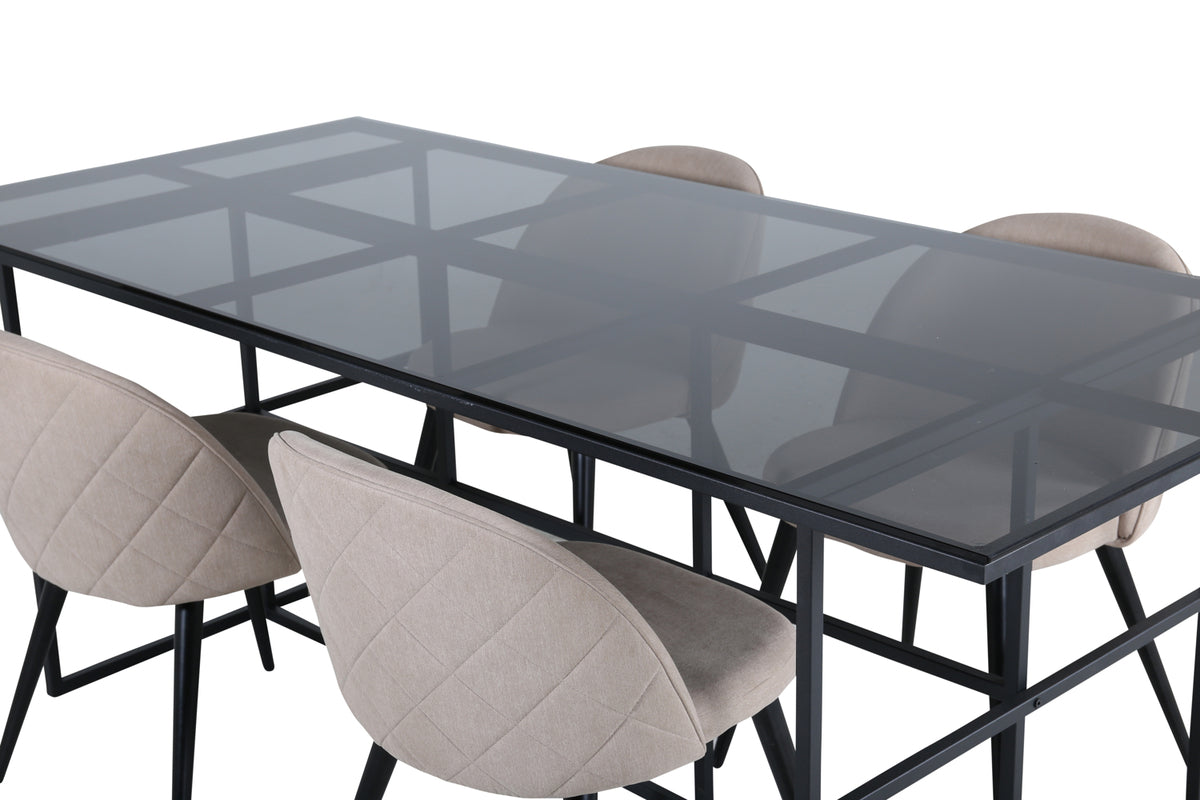 Venture Design Leif & Velvet Matbord 90x200 + Matstolar Beige