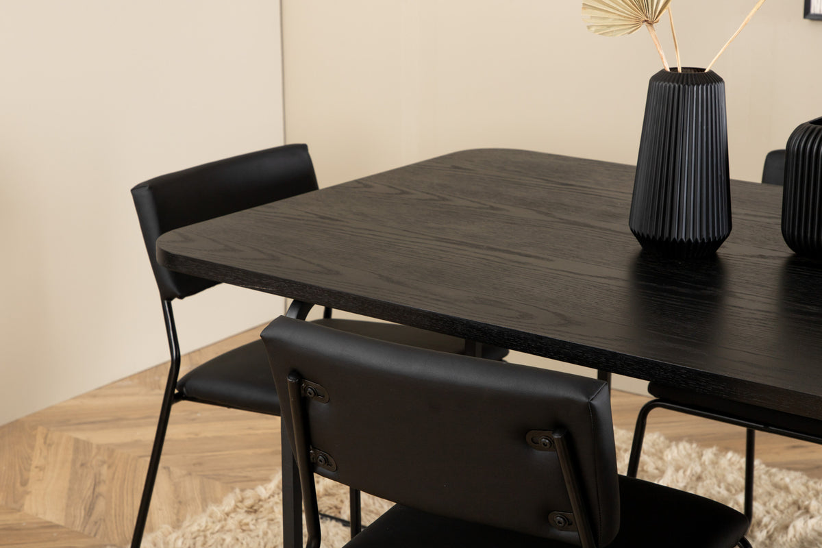 Venture Design Kenth & Uno Matstolar Svart + Matbord 90x200