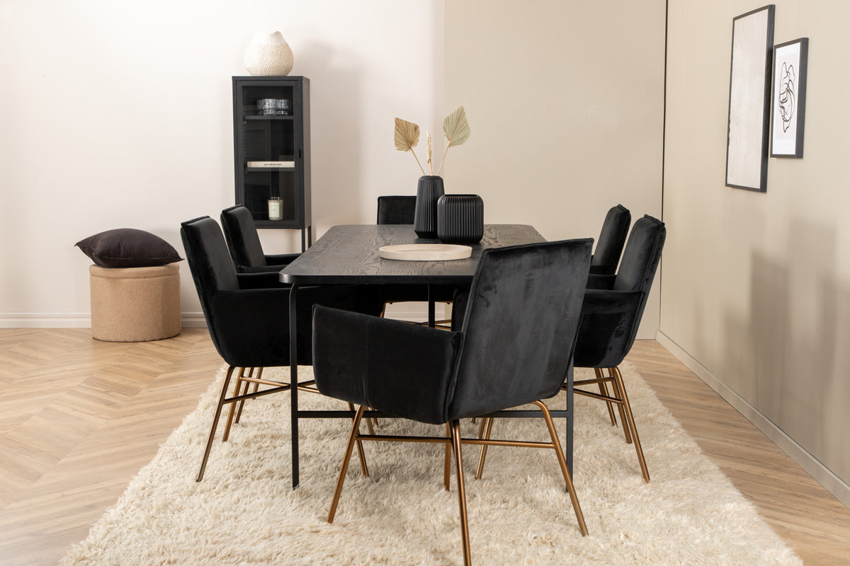 Venture Design Petra & Uno Matstolar Svart + Matbord 90x200