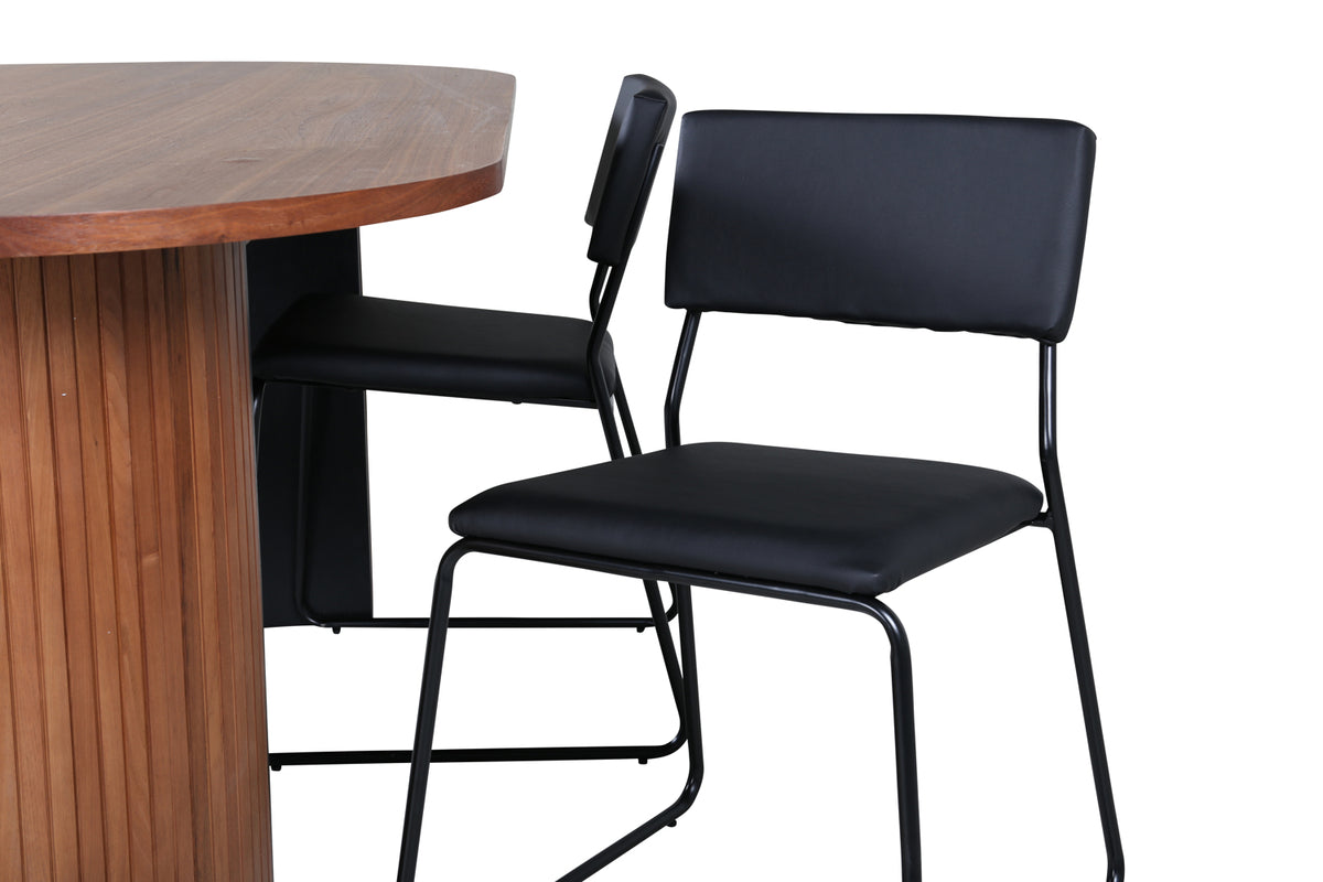 Venture Design Kenth & Bianca Matstolar Svart + Matbord 90x200