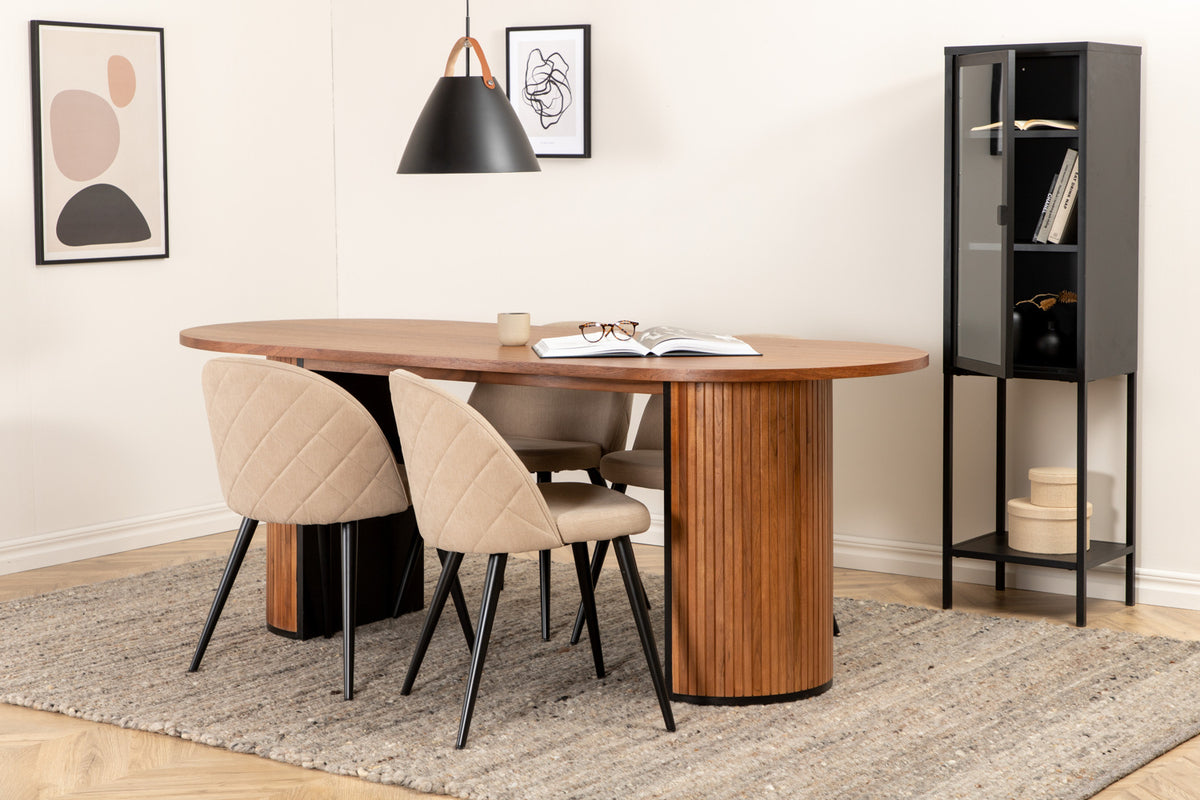 Venture Design Bianca & Velvet Matbord 90x200 + Matstolar Beige