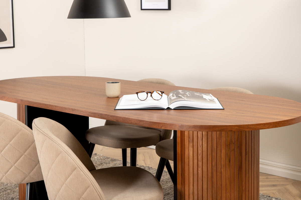 Venture Design Bianca & Velvet Matbord 90x200 + Matstolar Beige