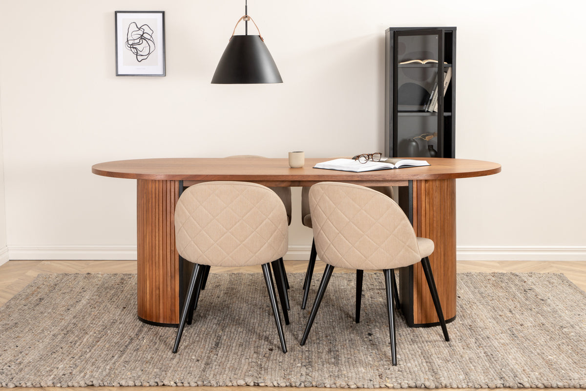 Venture Design Bianca & Velvet Matbord 90x200 + Matstolar Beige